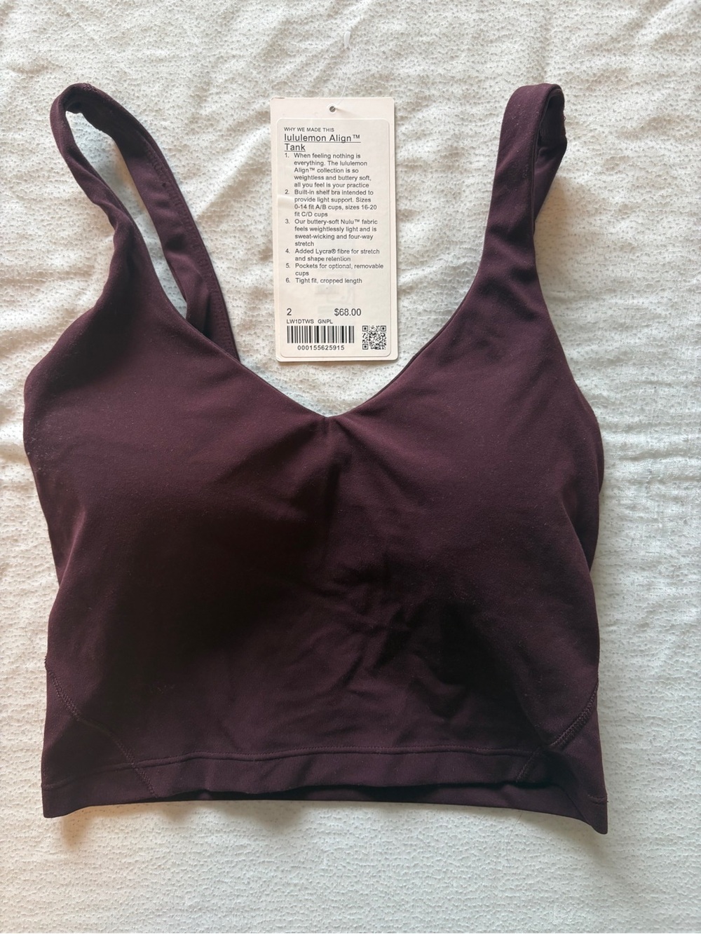 lululemon athletica Align Tank Bra — Deep Plum